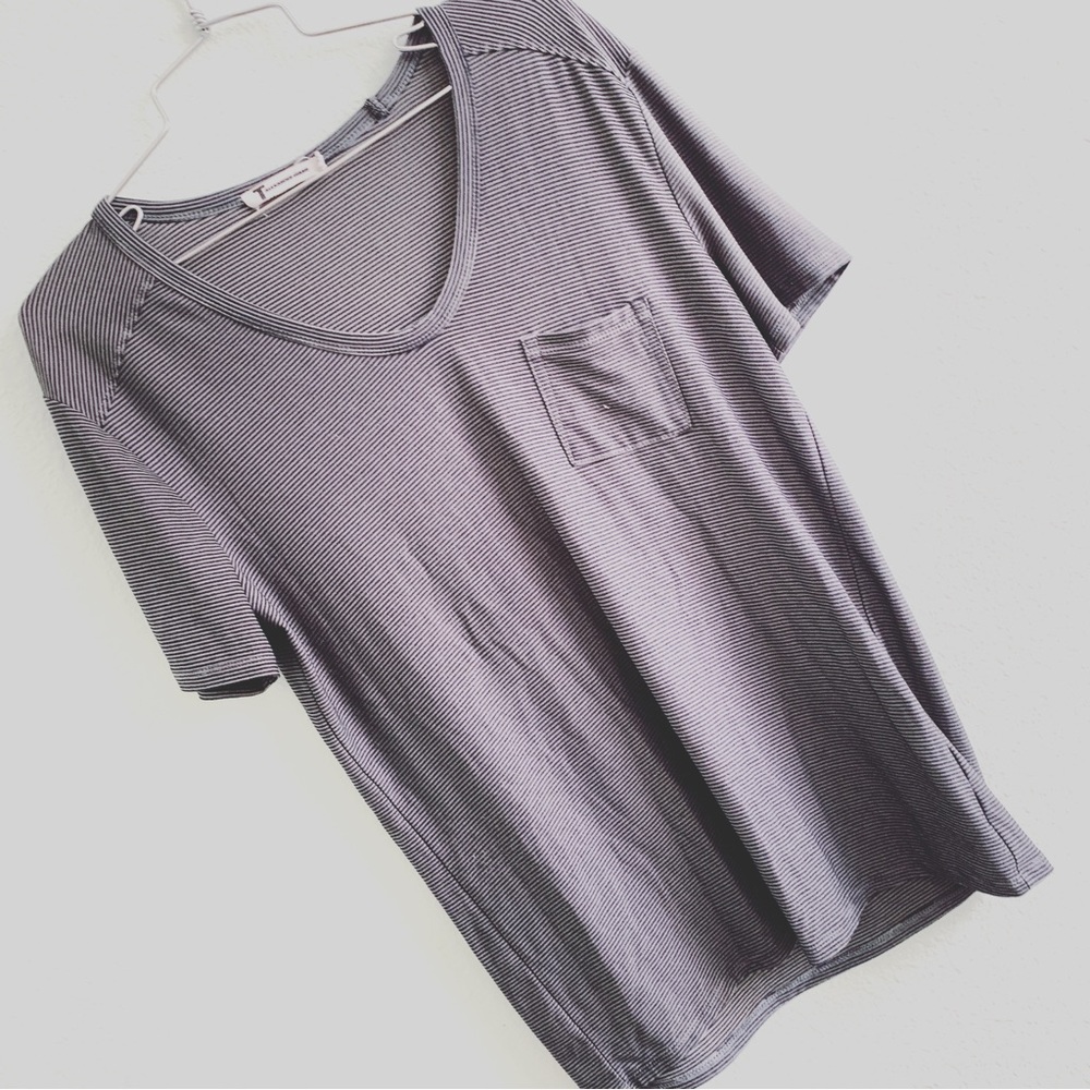 T ALEXANDER WANG short sleeve pocket top shirt stripes t-shirt casual grey XS